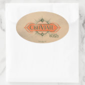 Oranje Art Deco Obliviate Spell Grafisch Ovale Sticker (Tas)