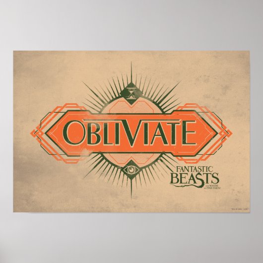 Oranje Art Deco Obliviate Spell Grafisch Poster (Voorkant)