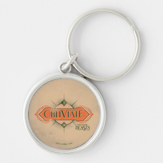 Oranje Art Deco Obliviate Spell Grafisch Sleutelhanger (Voorkant)