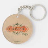 Oranje Art Deco Obliviate Spell Grafisch Sleutelhanger (Achterkant)