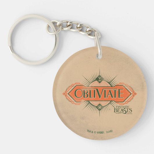 Oranje Art Deco Obliviate Spell Grafisch Sleutelhanger (Voorkant)