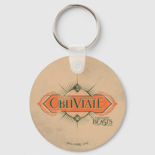Oranje Art Deco Obliviate Spell Grafisch Sleutelhanger