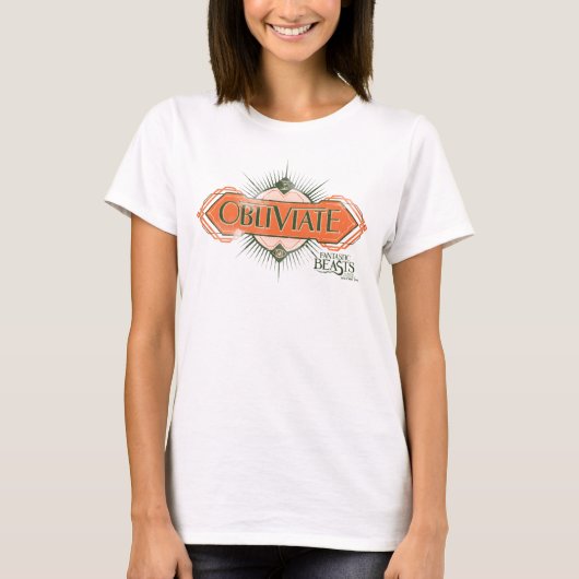 Oranje Art Deco Obliviate Spell Grafisch T-shirt (Voorkant)