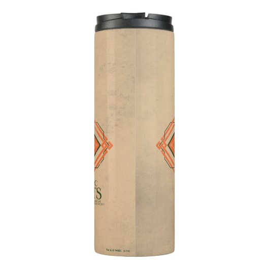 Oranje Art Deco Obliviate Spell Grafisch Thermosbeker (Achterkant)
