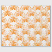 Oranje art-deco-patroon boven witte achtergrond cadeaupapier (Vlak)