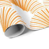 Oranje art-deco-patroon boven witte achtergrond cadeaupapier (Rol Hoek)