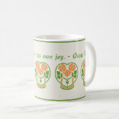 Oranje Art Nouveau Bloemen Koffie Mok (Voorkant rechts)