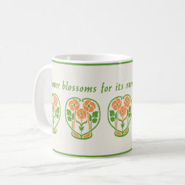 Oranje Art Nouveau Bloemen Koffie Mok