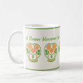 Oranje Art Nouveau Bloemen Koffie Mok (Links)