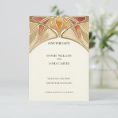 Oranje Art Nouveau Save The Date (Staand voorkant)