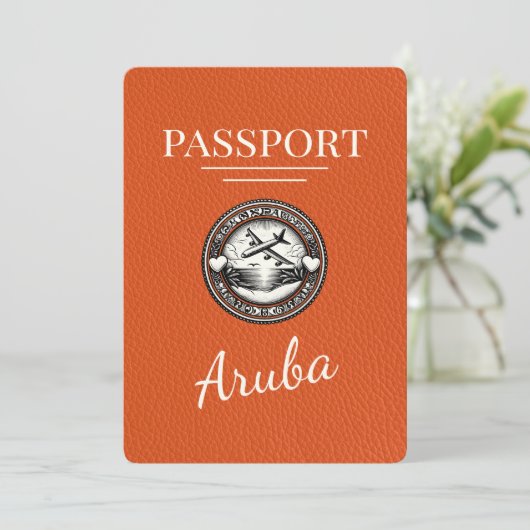 Oranje Aruba Paspoort Bewaar de datum Save The Date (Staand voorkant)