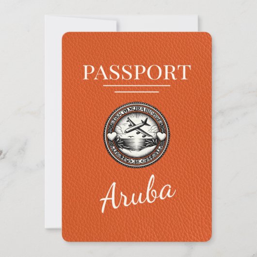 Oranje Aruba Paspoort Bewaar de datum Save The Date (Voorkant)