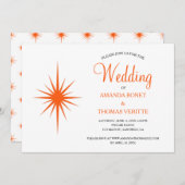 Oranje Atomic Starburst Mid Century bruiloft Kaart (Voorkant / Achterkant)