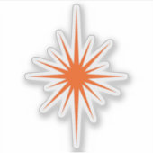 Oranje Atomic Starburst Mid Century Modern Sticker (Voorkant)