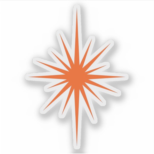 Oranje Atomic Starburst Mid Century Modern Sticker (Voorkant)