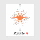 Oranje Atomic Starburst Mid Century Modern Sticker (Vel)