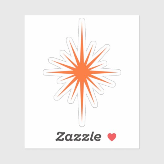 Oranje Atomic Starburst Mid Century Modern Sticker (Vel)