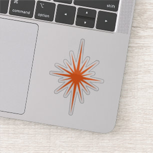 Oranje Atomic Starburst Mid Century Modern Sticker