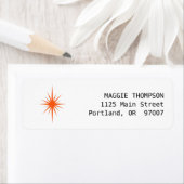 Oranje Atomic Starburst Retro Mid Century Etiket (Insitu)