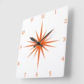 Oranje atoombarstcijfers midden eeuw vierkante klok (Hoek)