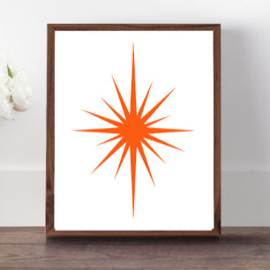 Oranje atoomstartbarsting midden eeuw modern decor poster