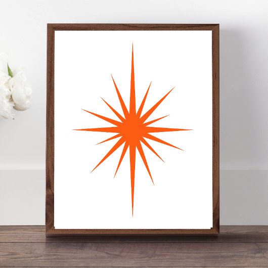 Oranje atoomstartbarsting midden eeuw modern decor poster