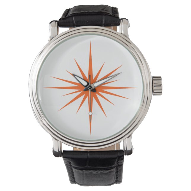 Oranje atoomstartbreuk midden eeuw modern horloge (Voorkant)