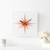 Oranje atoomstartbreuk midden eeuw modern vierkante klok (Huis)