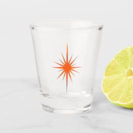 Oranje atoomtijdperk Starburst Retro Midden eeuw Shot Glas