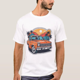 Oranje auto met brandweerauto t-shirt