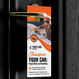 Oranje Autowas Waxen Auto Detailing Service Deurhanger