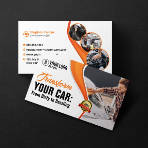 Oranje Autowas Waxen Autodetailing Service Visitekaartje