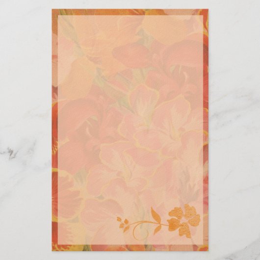  Oranje Autumn Floral Briefpapier (Voorkant)