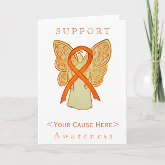 Oranje Awareness Ribbon Angel Gepersonaliseerd Car Kaart (Voorkant)