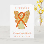 Oranje Awareness Ribbon Angel Gepersonaliseerd Car Kaart (Gele Bloem)
