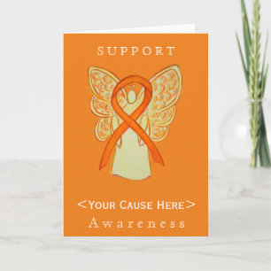 Oranje Awareness Ribbon Angel Gepersonaliseerd Car Kaart
