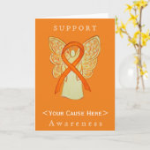 Oranje Awareness Ribbon Angel Gepersonaliseerd Car Kaart (Gele Bloem)