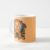 Oranje Awareness Ribbon met Wings Koffiemok (Voorkant links)