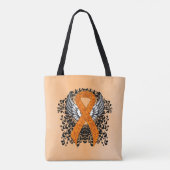 Oranje Awareness Ribbon met Wings Tote Bag (Achterkant)