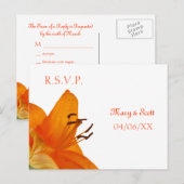 Oranje Aziatische Lily RSVP briefkaart (Voorkant / Achterkant)