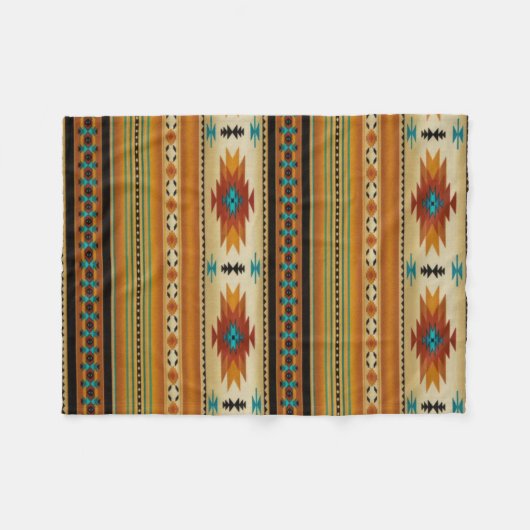 ORANJE Aztec-afdrukken Fleece Deken (Voorkant (Horizontaal))