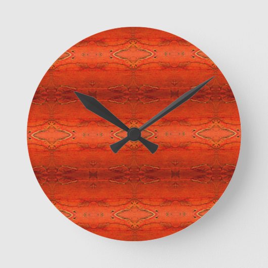 Oranje Aztec-patroon Ronde Klok (Voorkant)