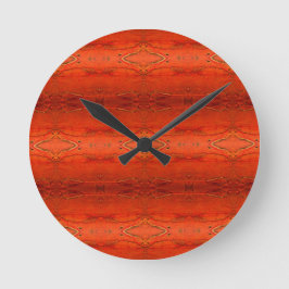 Oranje Aztec-patroon Ronde Klok