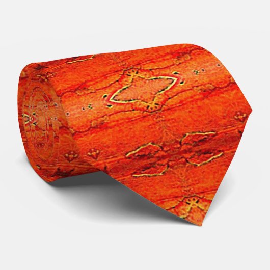 Oranje Aztec Pattern Necktie Stropdas (Opgerold)