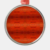 Oranje Azteekse Patroon Metalen Ornament (Voorkant)
