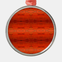 Oranje Azteekse Patroon Metalen Ornament