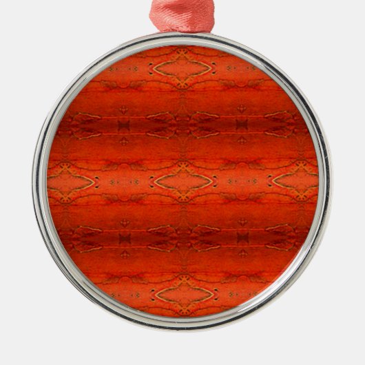 Oranje Azteekse Patroon Metalen Ornament (Voorkant)