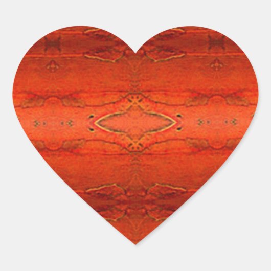 Oranje Aztekenpatroon Hart Sticker (Voorkant)