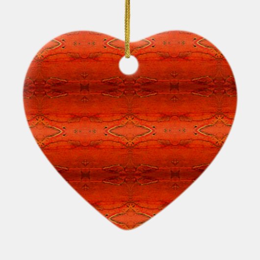 Oranje Aztekenpatroon Keramisch Ornament (Achterkant)