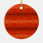 Oranje Aztekenpatroon Keramisch Ornament (Voorkant)